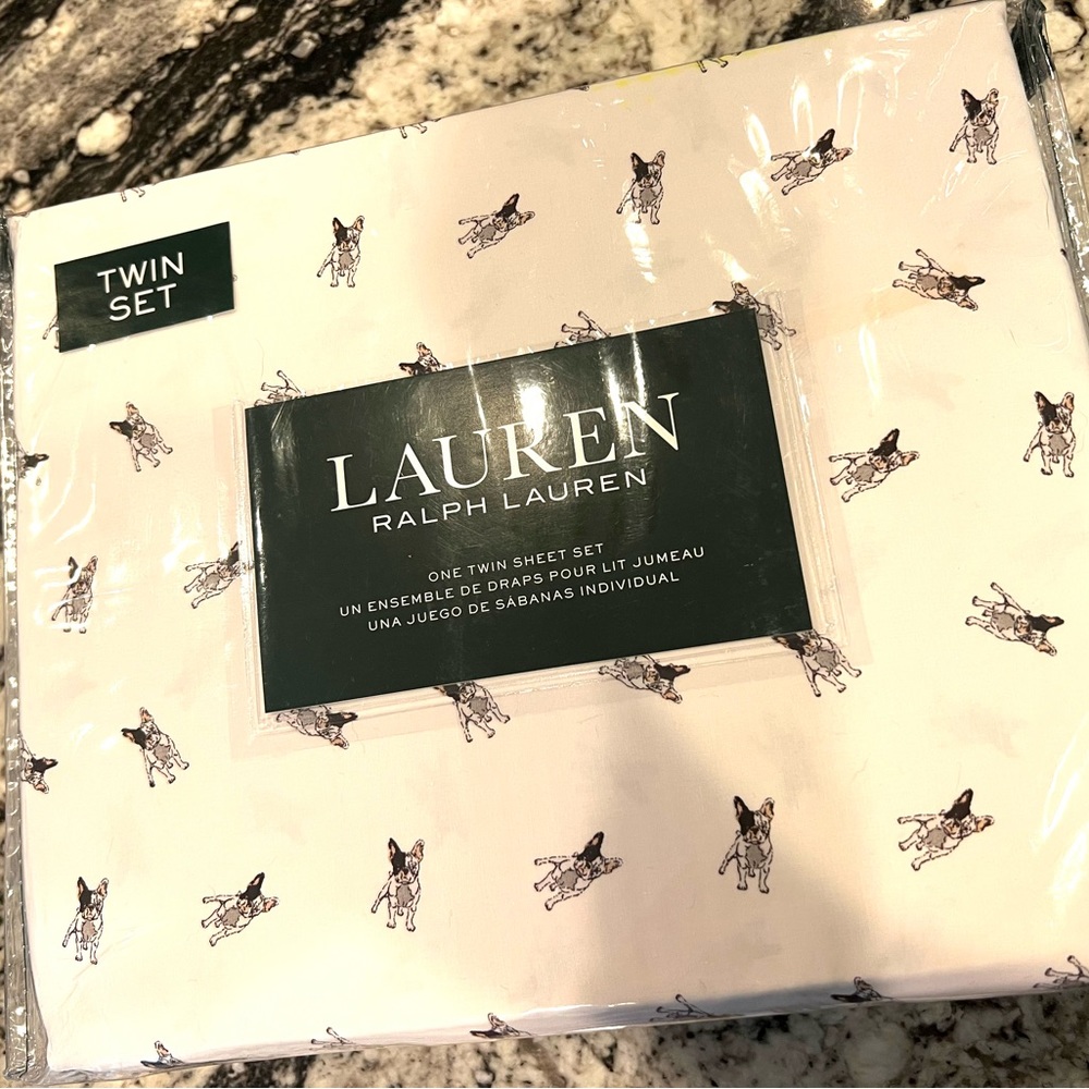 Ralph Lauren boston terrier twin sheet set New